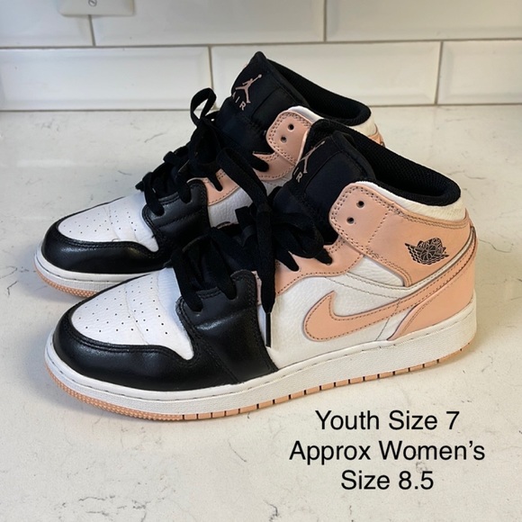 Nike Shoes - Air Jordan 1 Mid Crimson tint pink Arctic Orange Black Toe 7Y/ 8.5WMS 554725-133